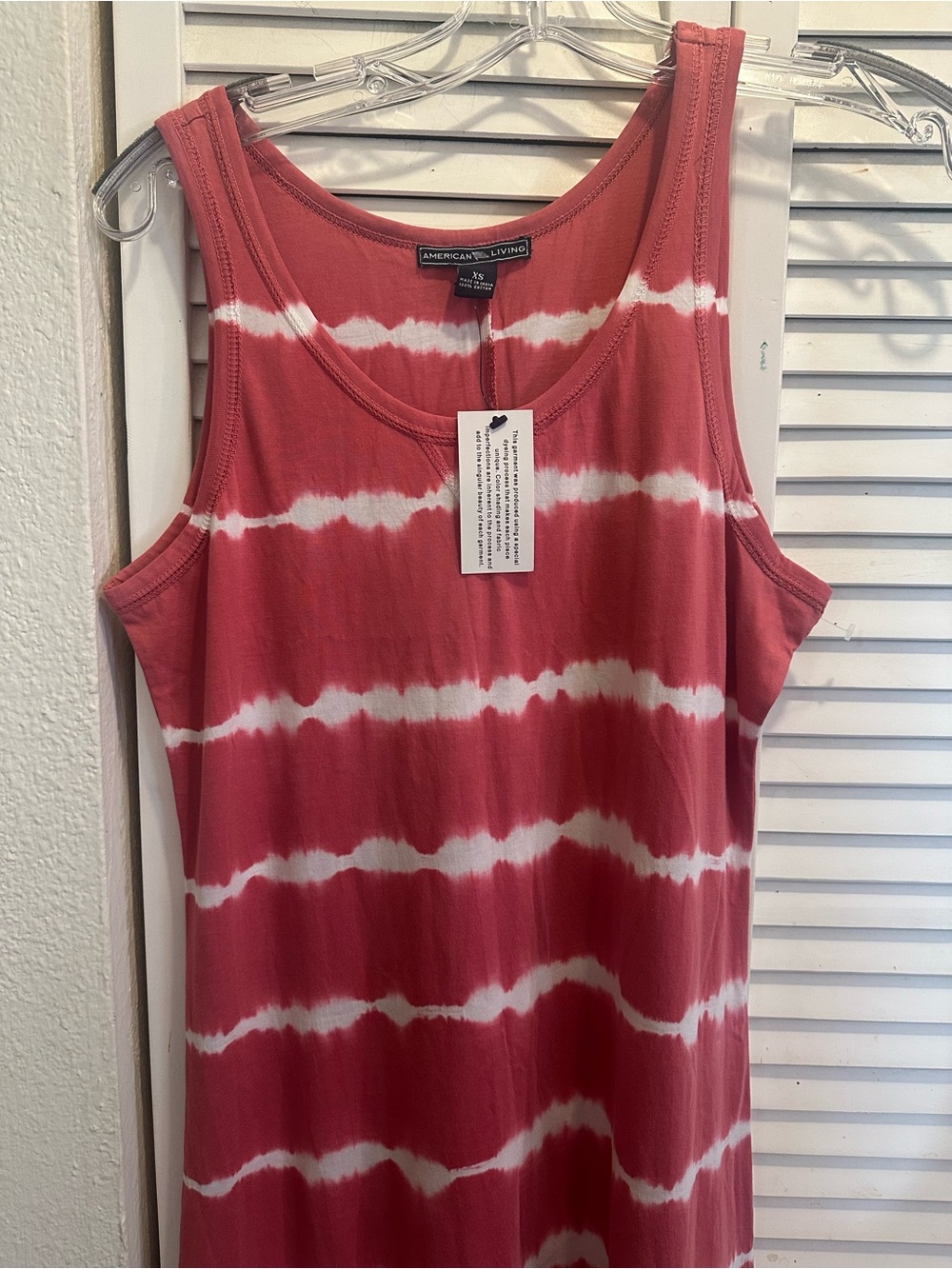 American Living Coral and White Tie-Dye Maxi Dress